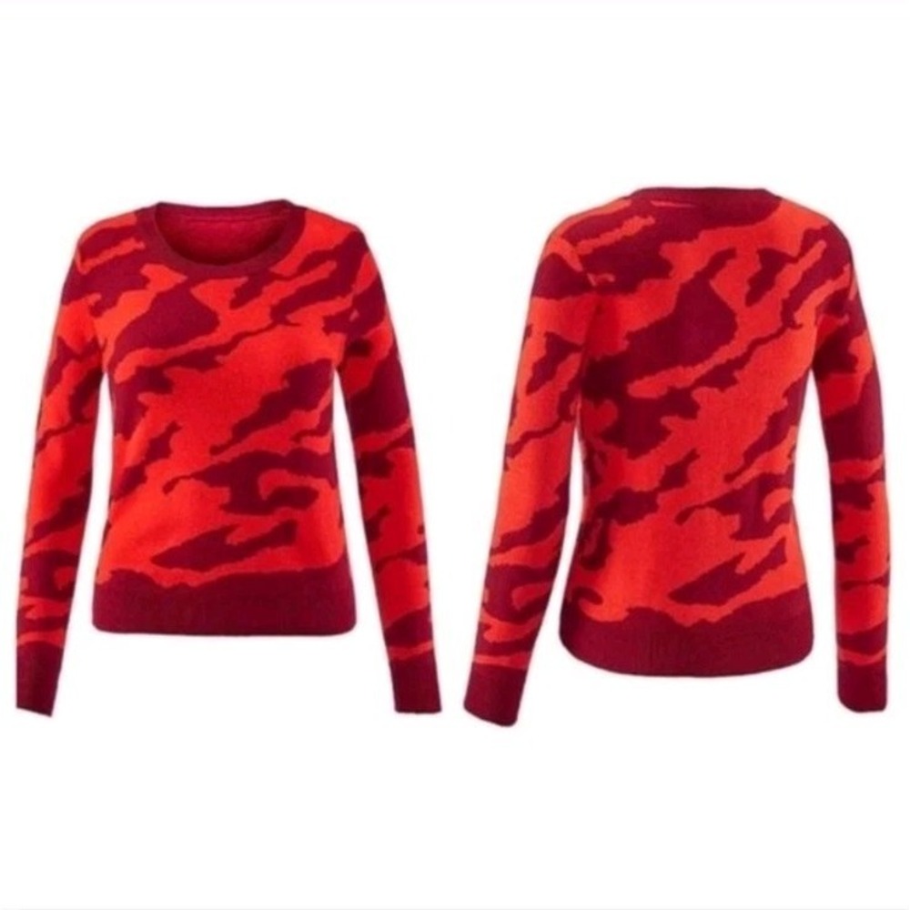 Cabi Red Maroon Camo Avant Garde Going Out Maximalist Sweater Size Medium